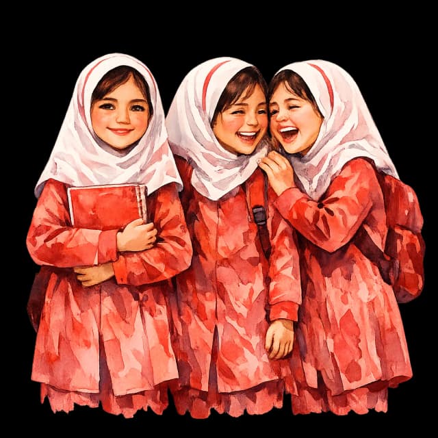 Students at Shajareh Tayyebeh Girls' School, Minab